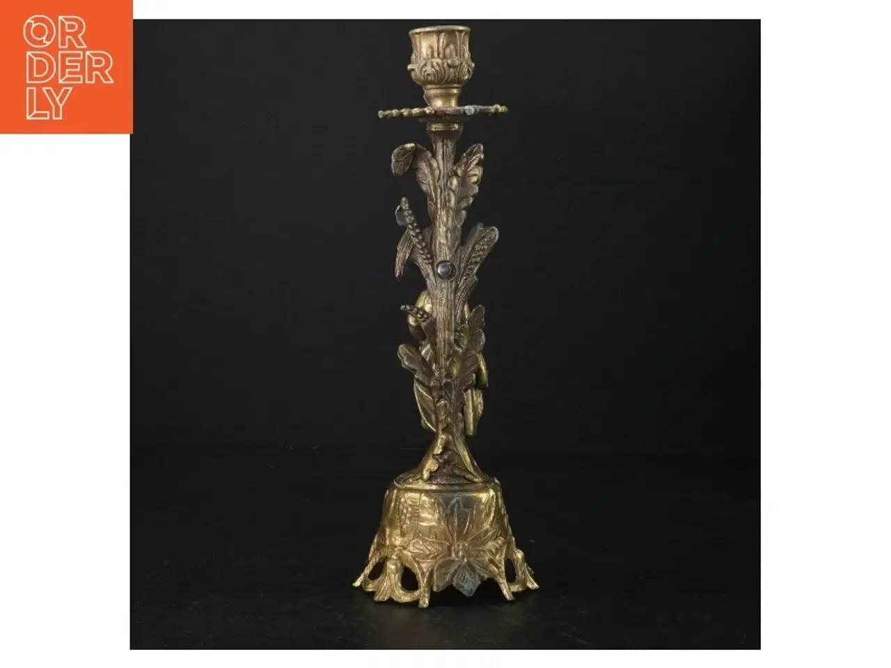 Billede 2 - Gylden lysestage med kvindefigur (str. 27 cm)