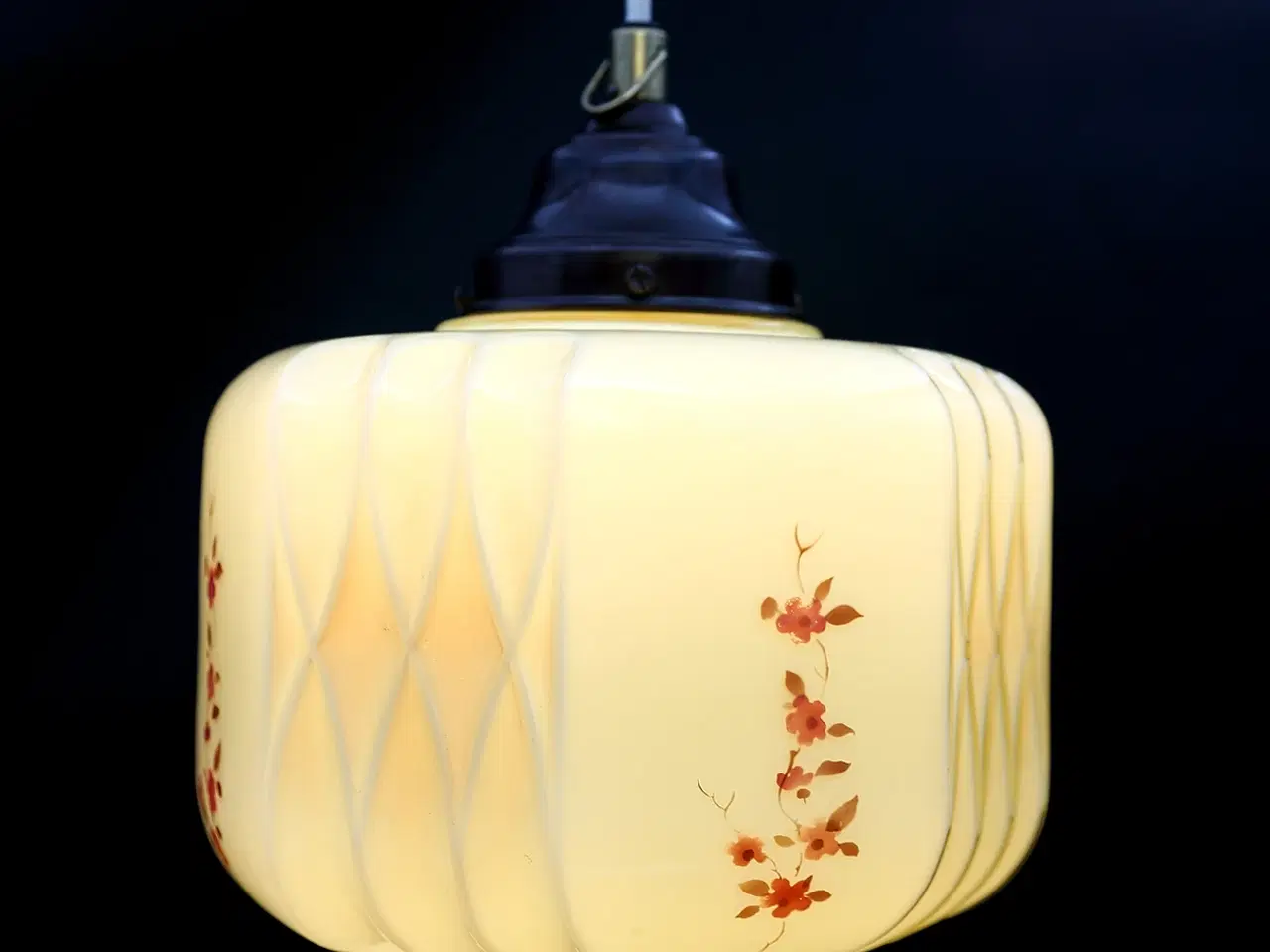 Billede 2 - Stor Art Deco glaspendel med blomster, ca. 1930–40