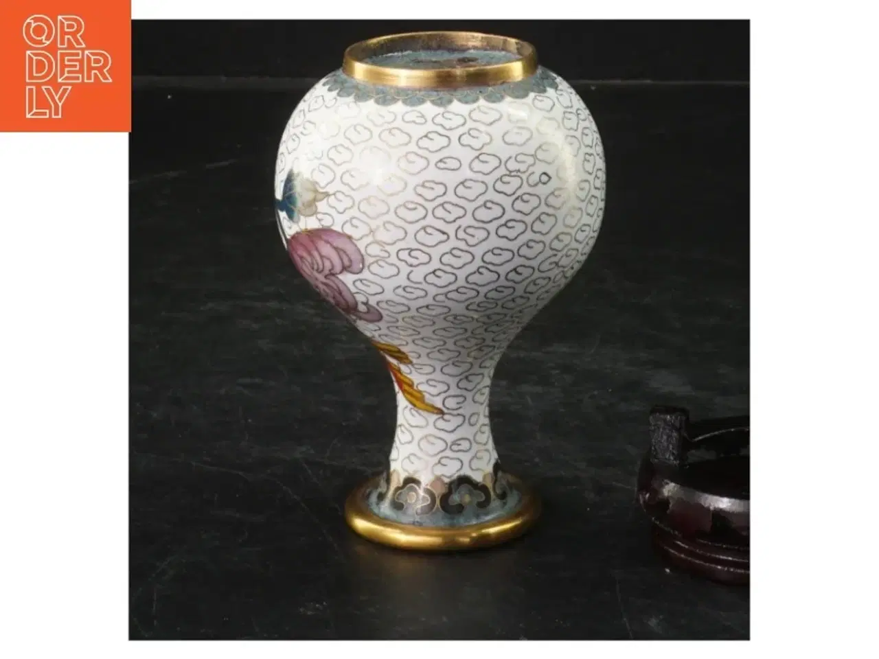 Billede 2 - Cloisonne emalje vase på stand (str. 10x7 cm)