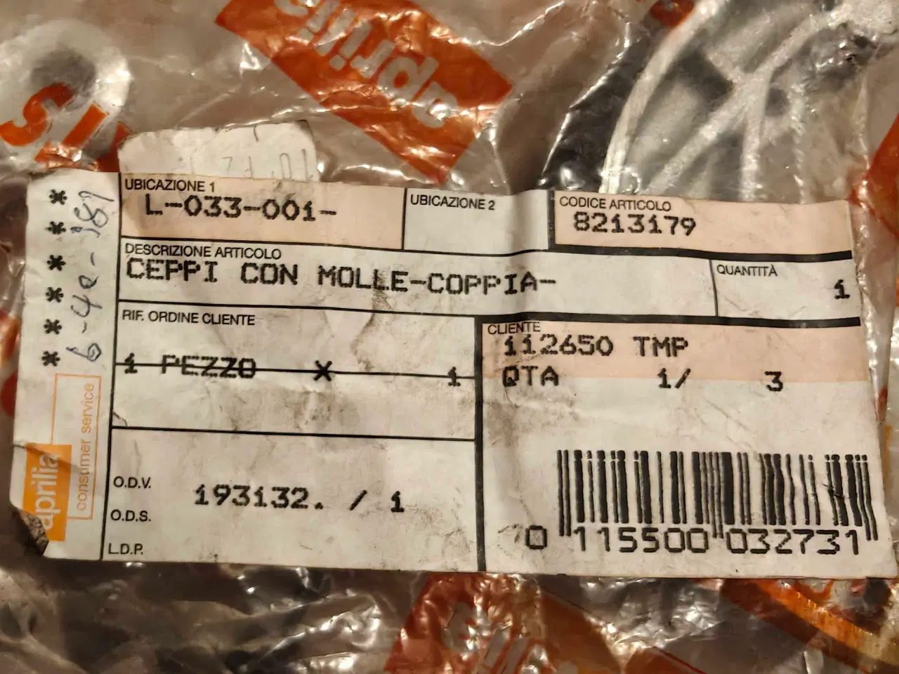 Billede 2 - Aprilia Classic. Nye Originale Bremsebakker Bag