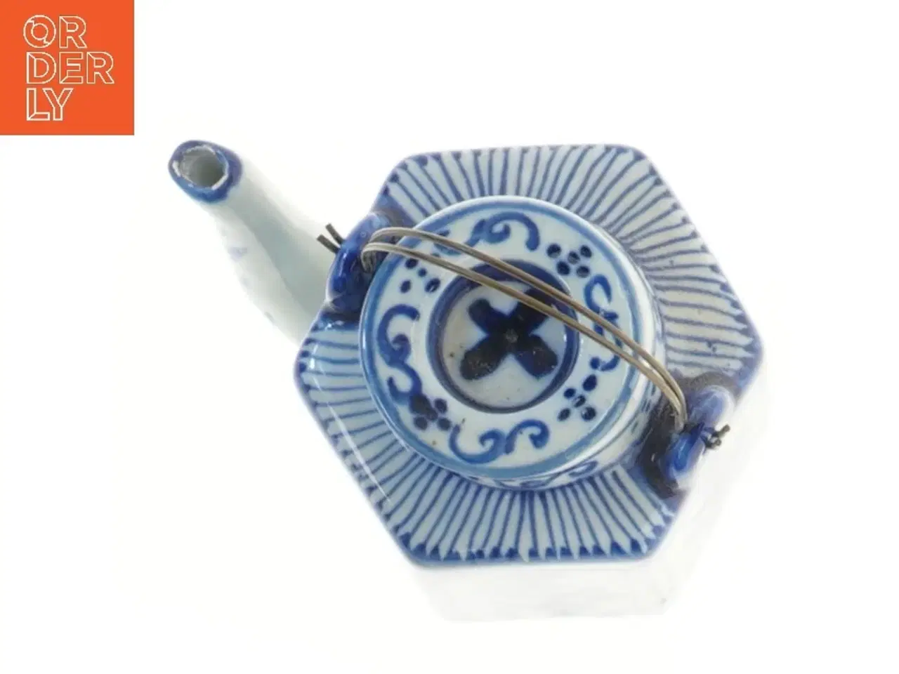 Billede 2 - Keramisk tekande med blå mønstre (str. 13 cm)