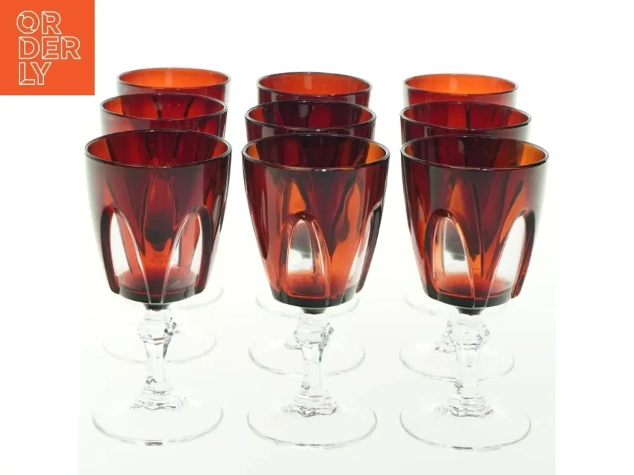 Billede 2 - Rødvinsglas i rødt glas (str. H 13 cm, ø 6,5 cm)