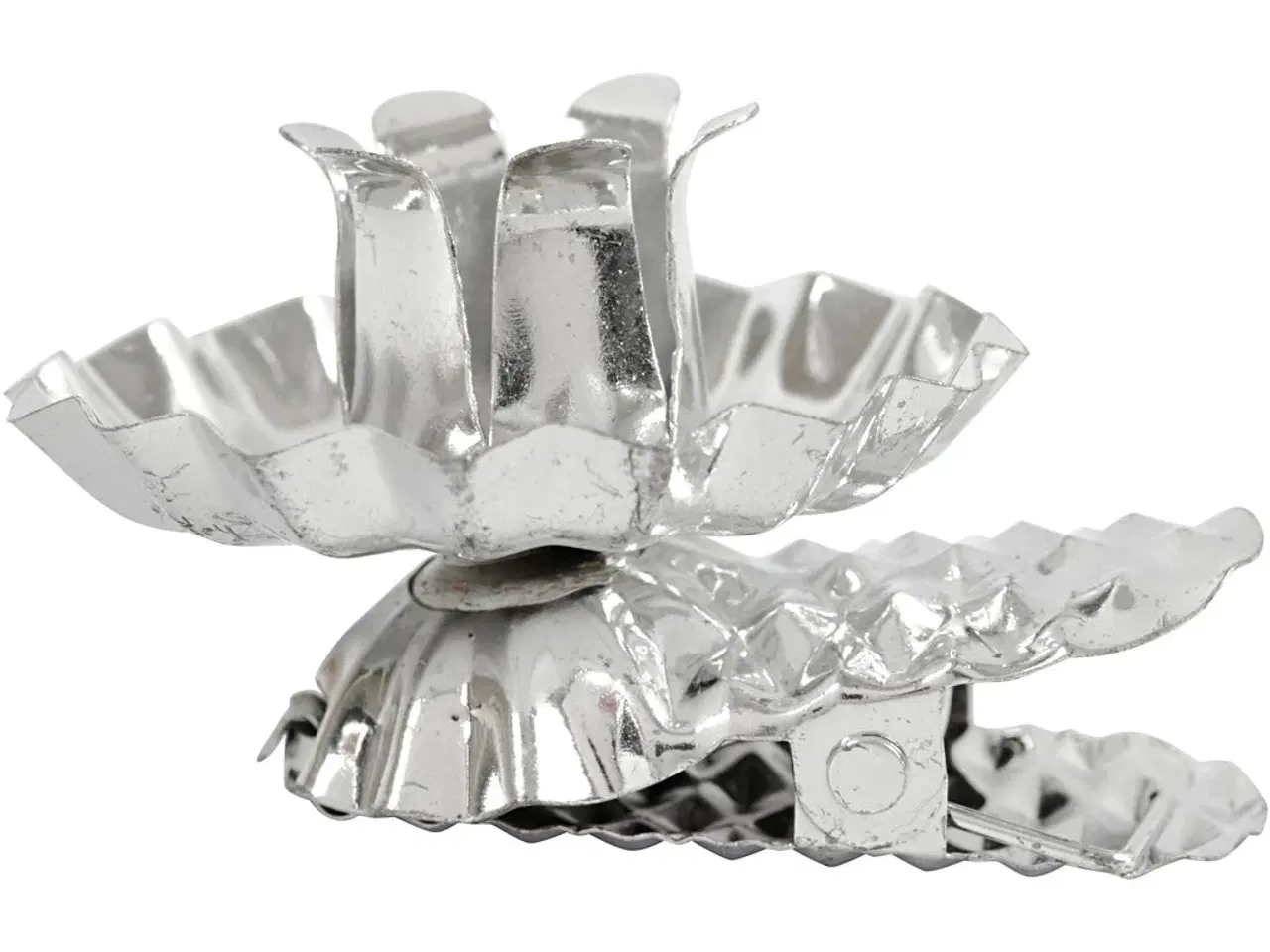 Billede 1 - Forsølvet Lysclips til Juletræslys - 8 stk.