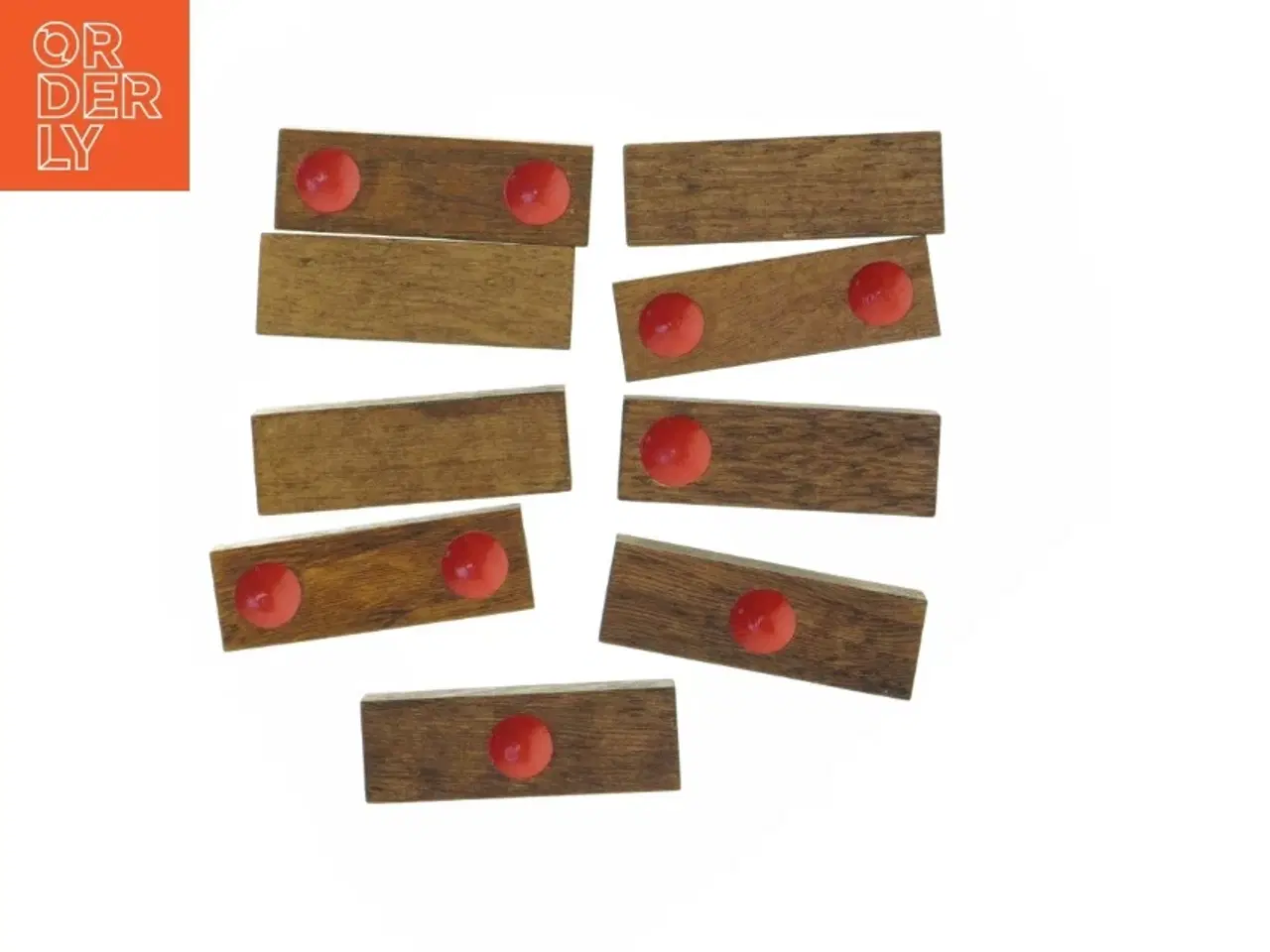 Billede 1 - Mindgame Træklodser med røde prikker (str. 9 stk 7,5x2,5 cm)