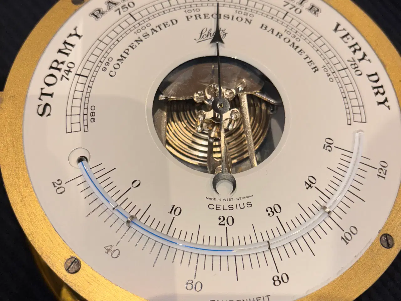 Billede 2 - Vintage maritimt skibsur + barometer – Schatz Roya