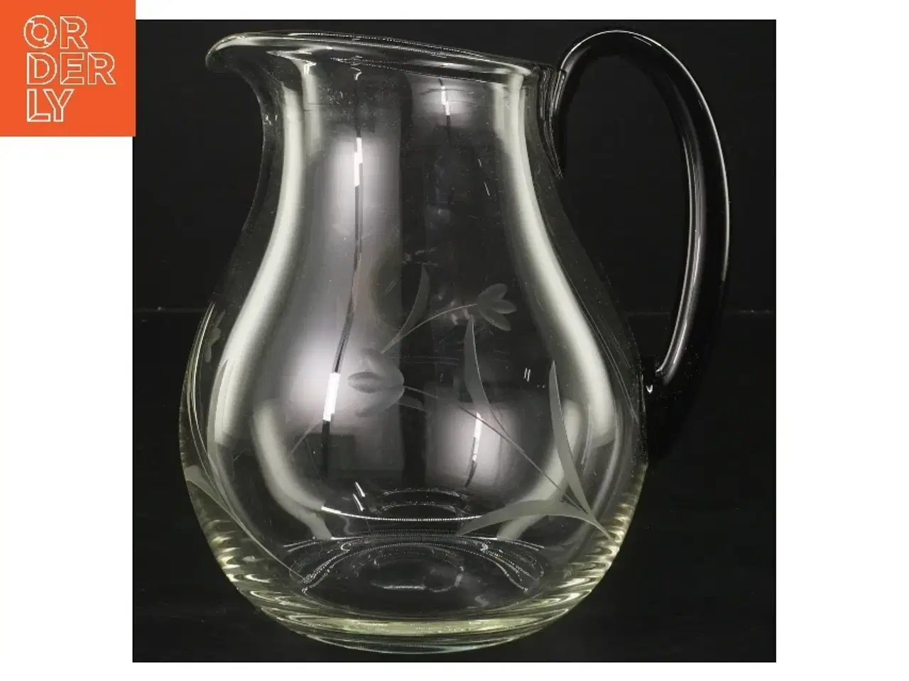 Billede 1 - Glaskande med blomstermotiv (str. 17 cm)