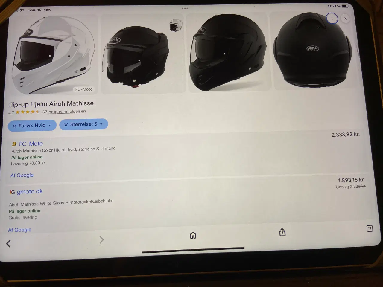 Billede 1 - Ny styrthjelm mærke: Airoh Mathisse str. XL 61-62