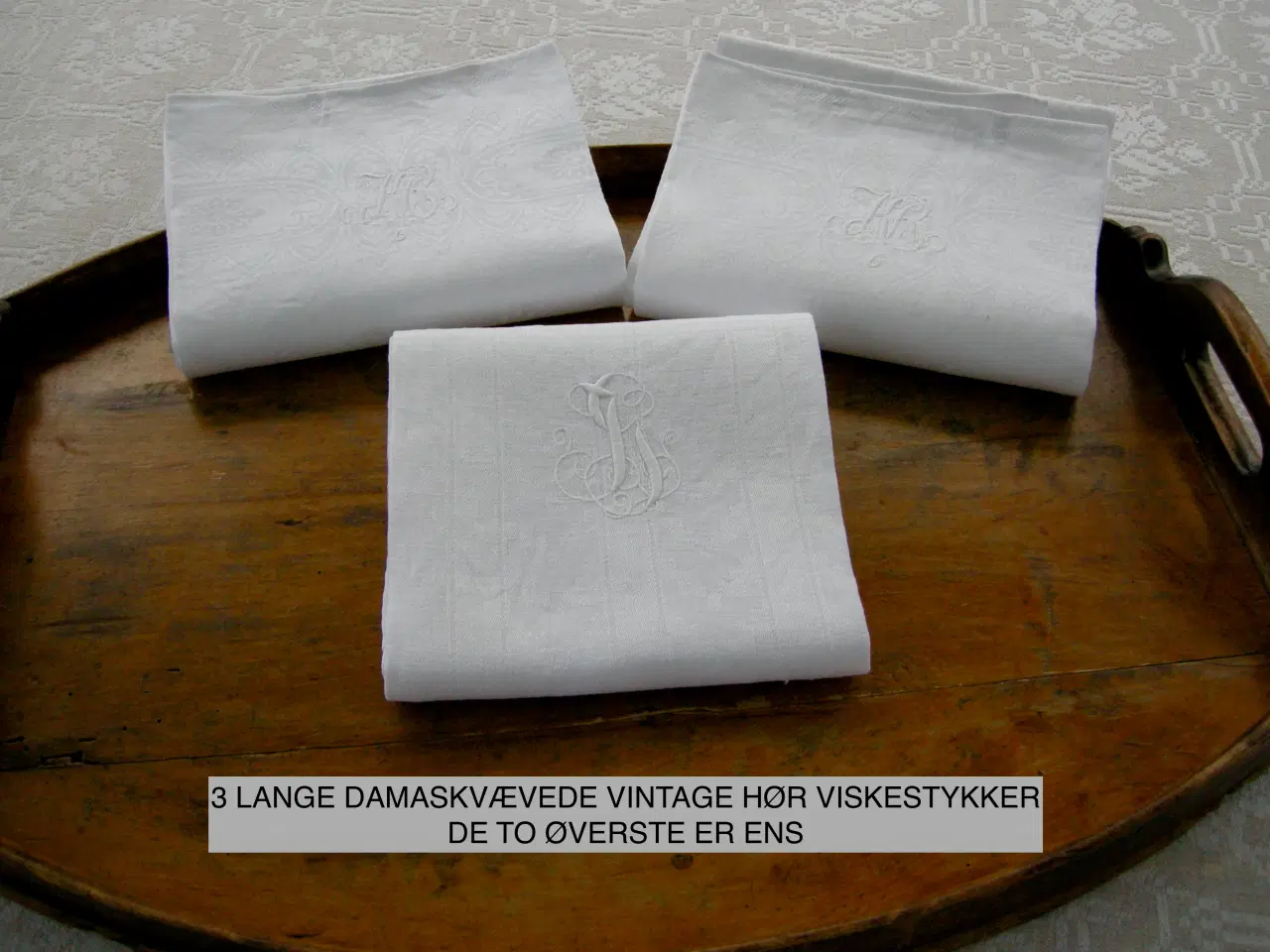 Billede 1 - LANGE Damask vintage hør viskestykker, Bordløber