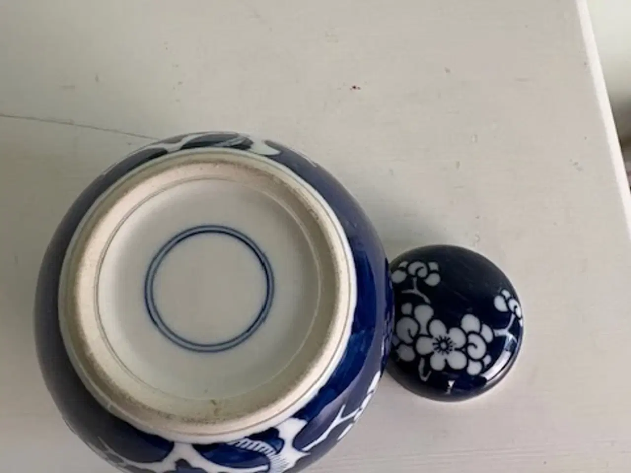 Billede 5 - Kinesisk ingefærkrukke i blå og hvid porcelæn med 