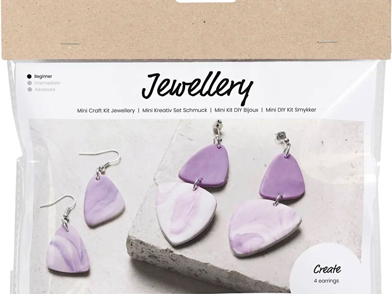 Billede 1 - Mini DIY Kit: Marmorerede øreringe i lys lilla