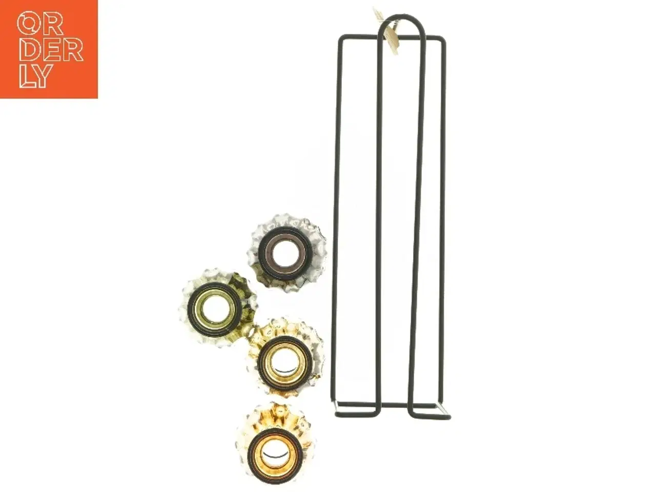 Billede 5 - Sæt med farvede glasvaser i stativ fra Det Gamle Apotek (str. 11x27x8 cm)