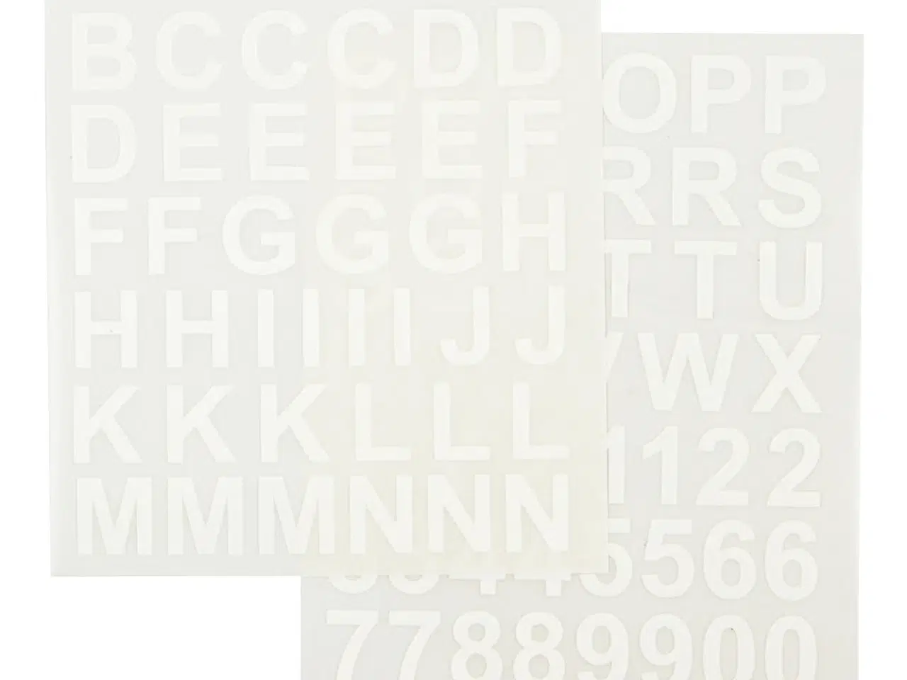 Billede 1 - Rub on stickers, bogstaver og tal, H: 17 mm, B: 17 mm, ark 12,2x15,3 cm, hvid, 1 pk.