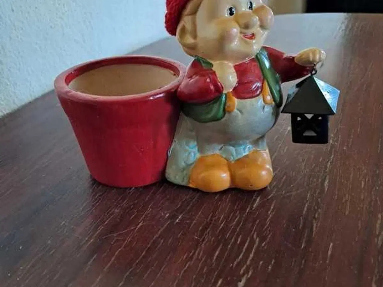 Billede 1 - Retro julefigur med urtepotte og lanterne