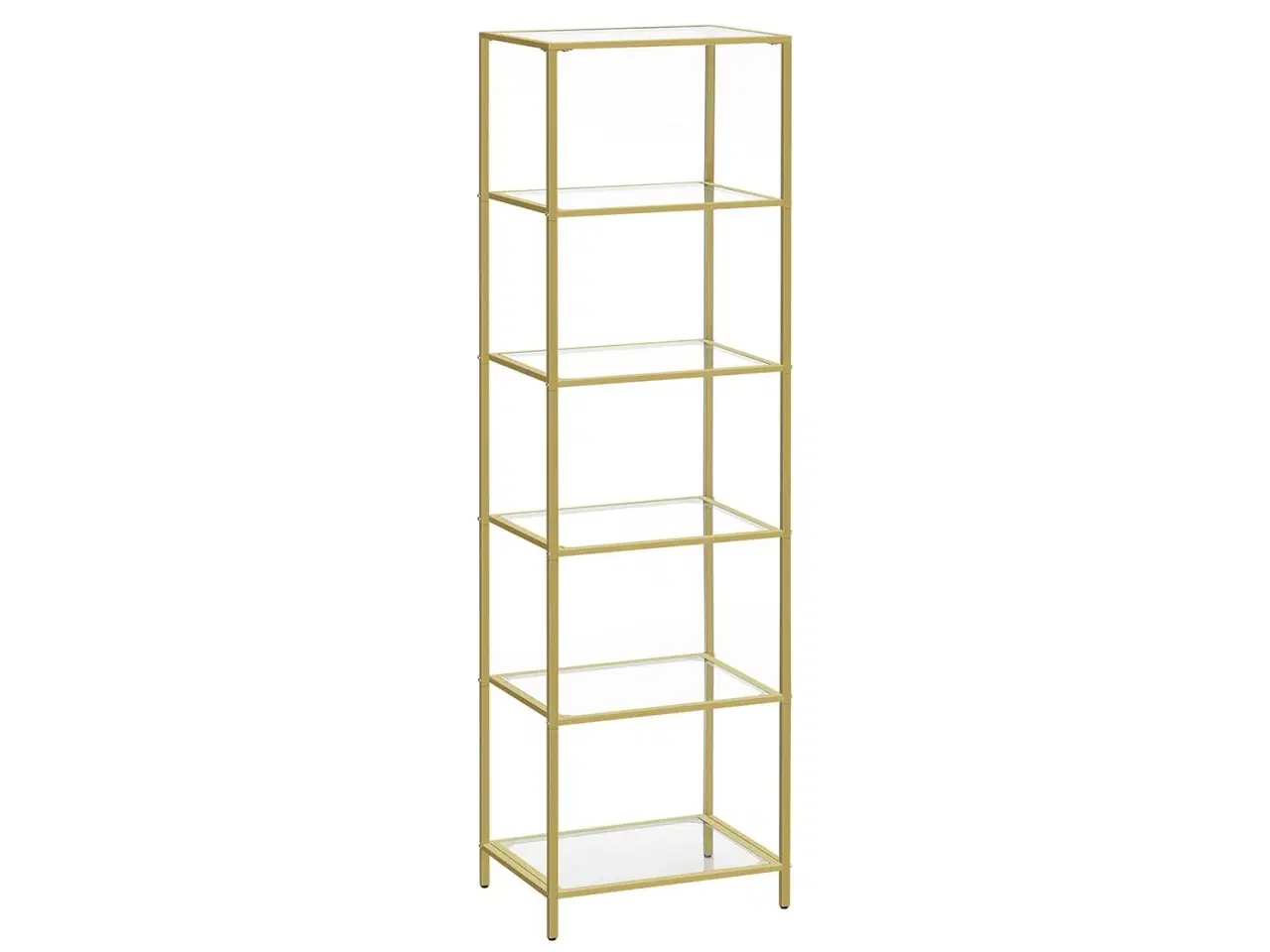 Billede 1 - Bogreol med 6 hylder slank reol i hærdet glas og stål, metallic guld (LGT500A01)