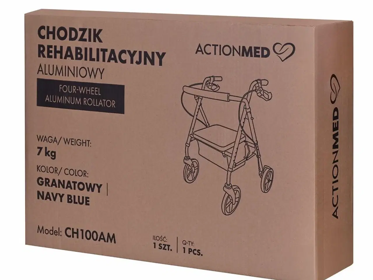 Billede 10 - Rollator med 4 hjul ActionMed – let aluminium, højdejusterbar