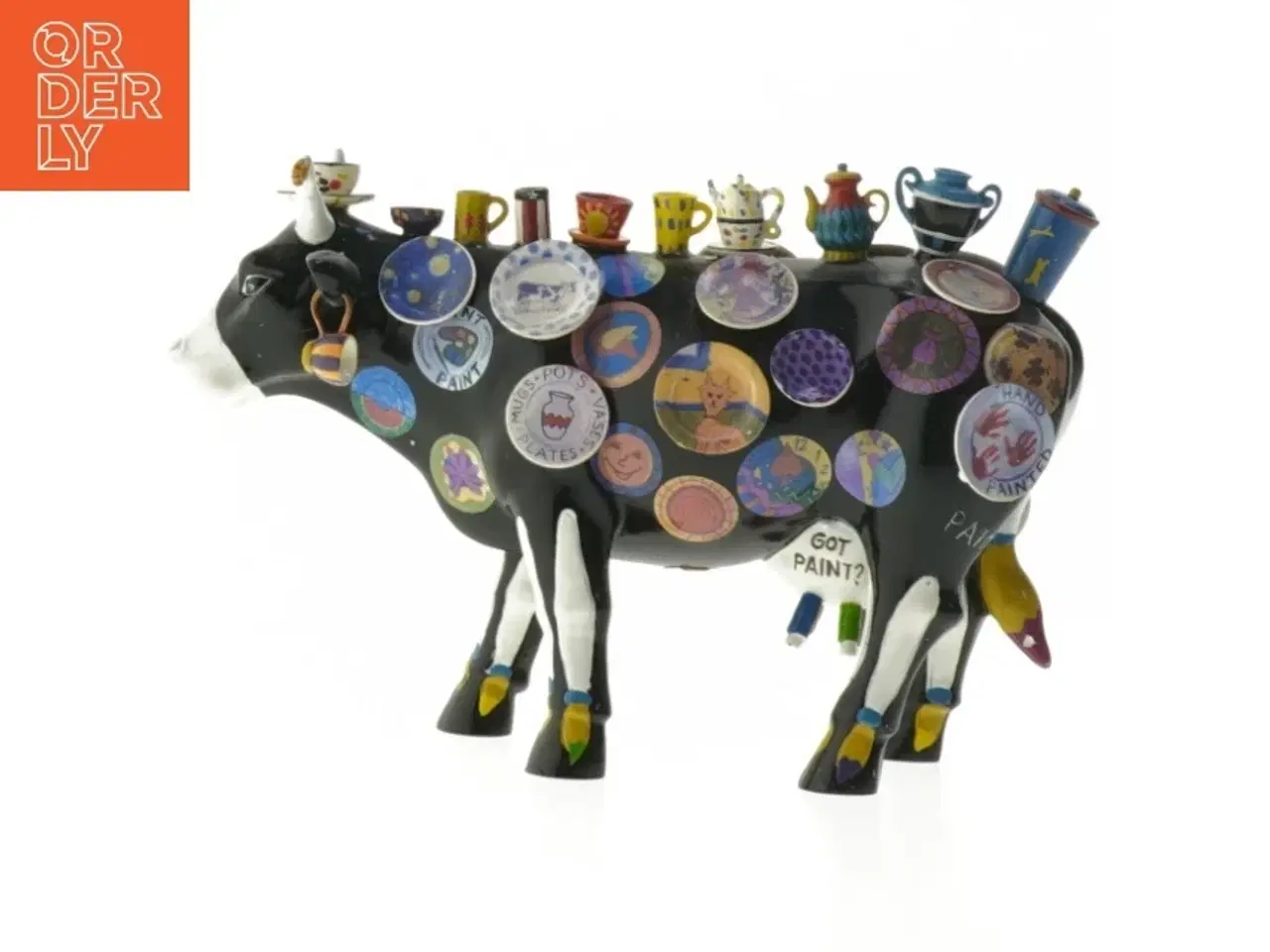 Billede 1 - Dekorativ kofigurine med kopmotiver fra CowParade (str. 20 cm)