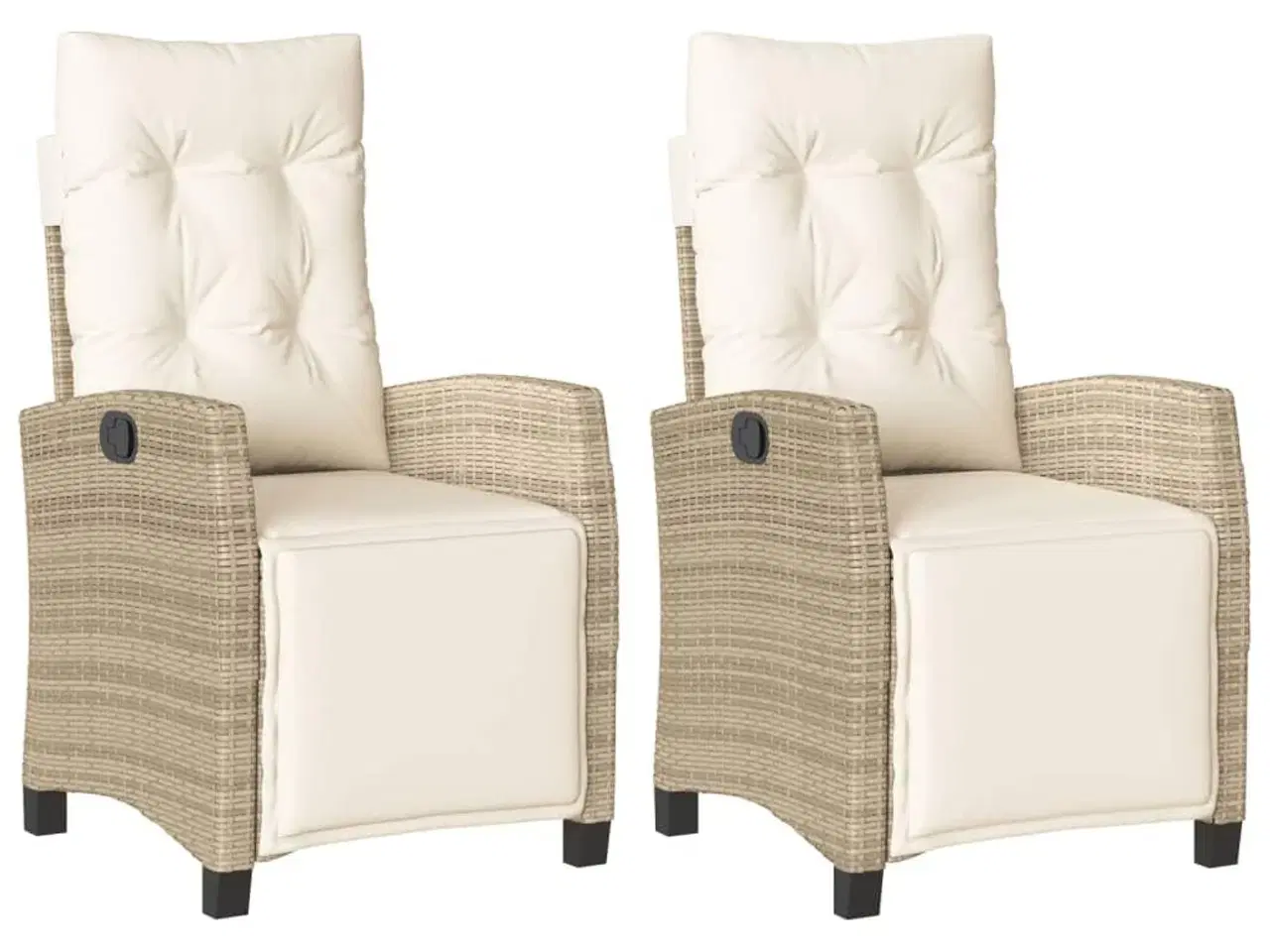 Billede 2 - Havestole 2 stk. med lænefunktion og fodstøtte polyrattan beige