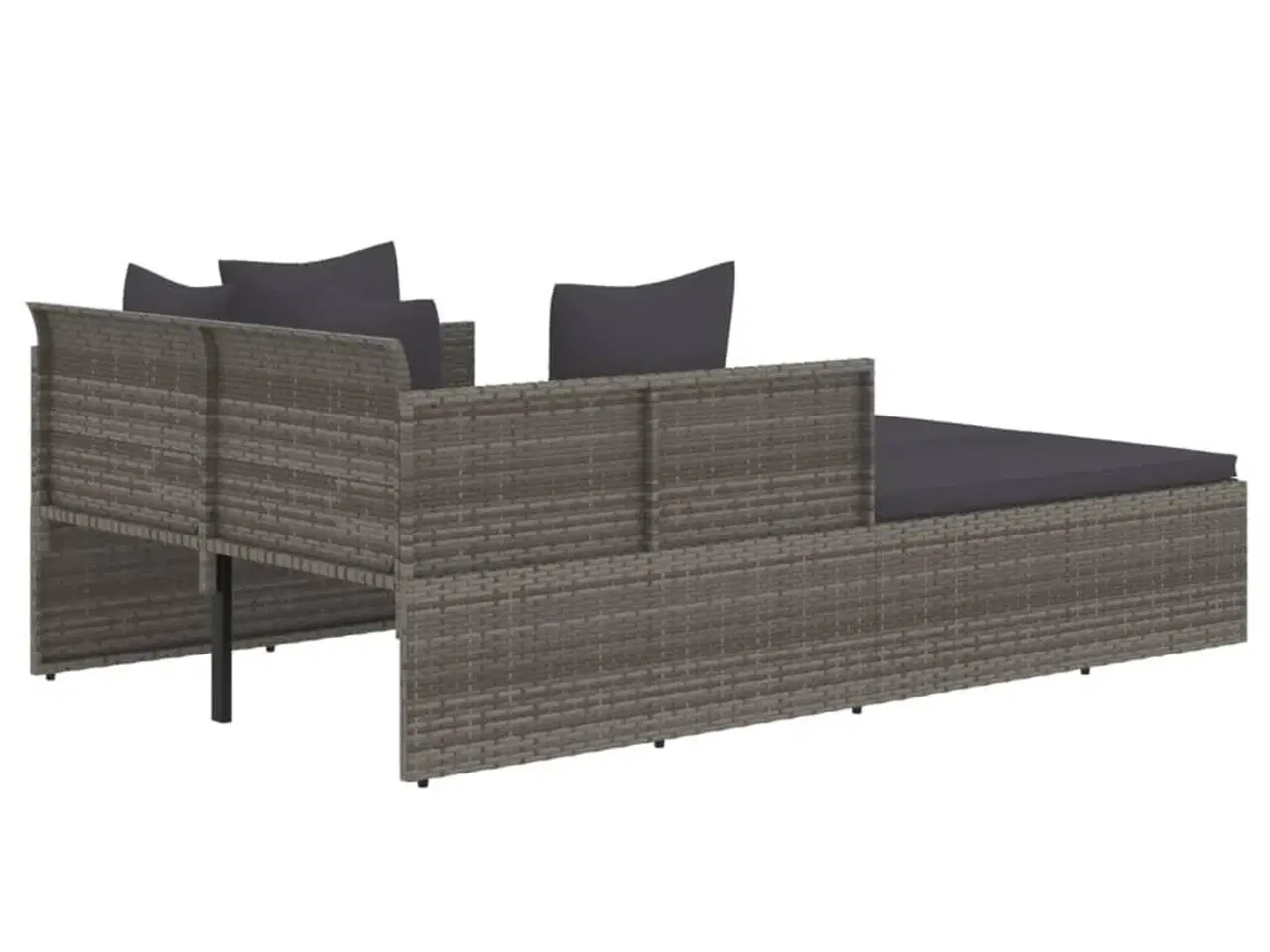 Billede 5 - Solseng med hynder 182x118x63 cm polyrattan grå