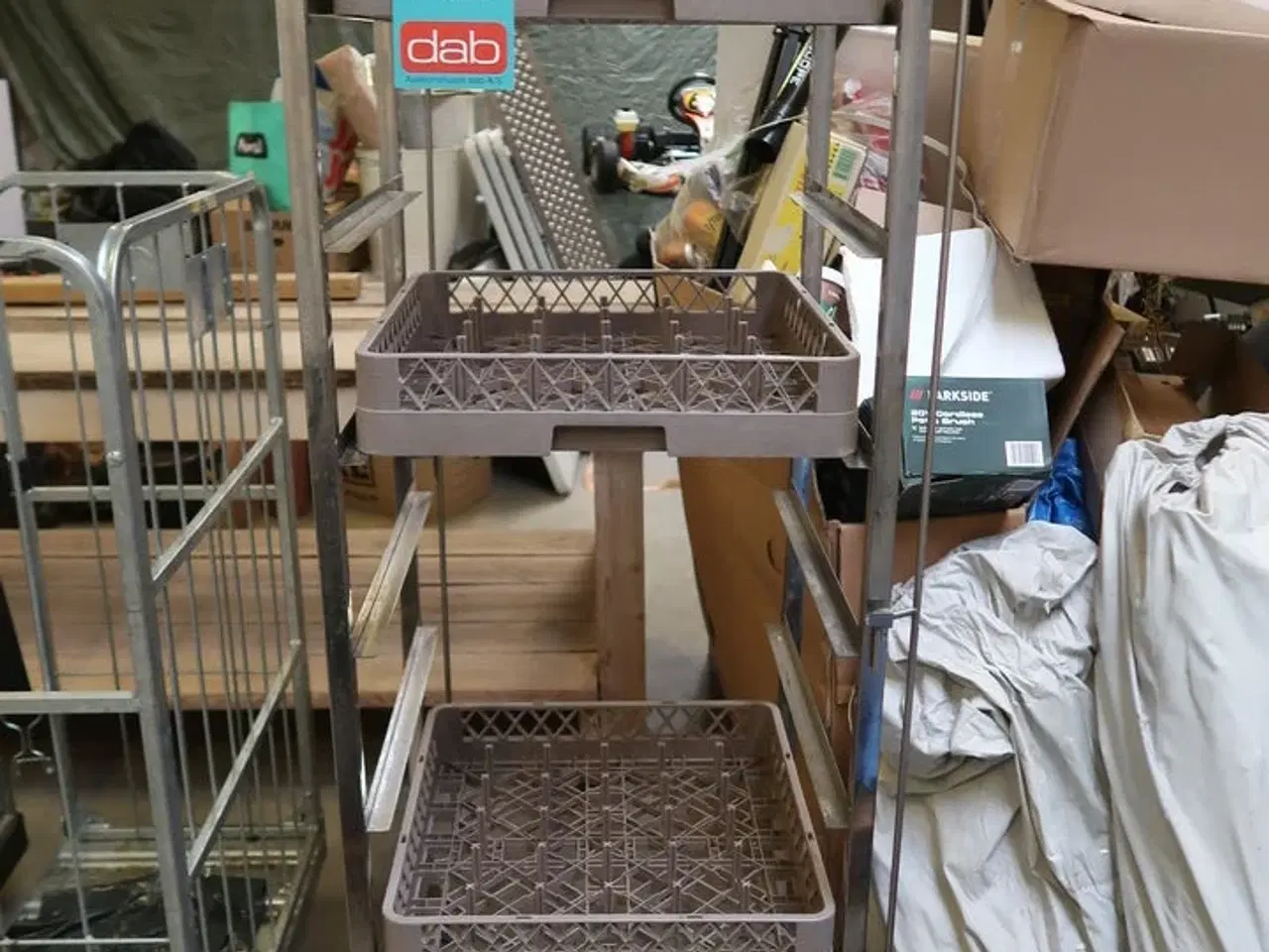 Billede 1 - Bakkevogn med 3 opvaskebakker