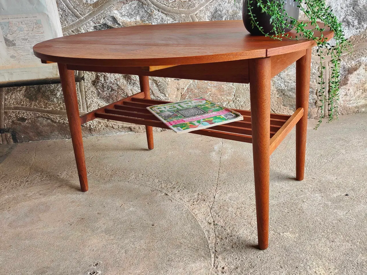 Billede 3 - Fint lille teaktræs sofabord med udtræk