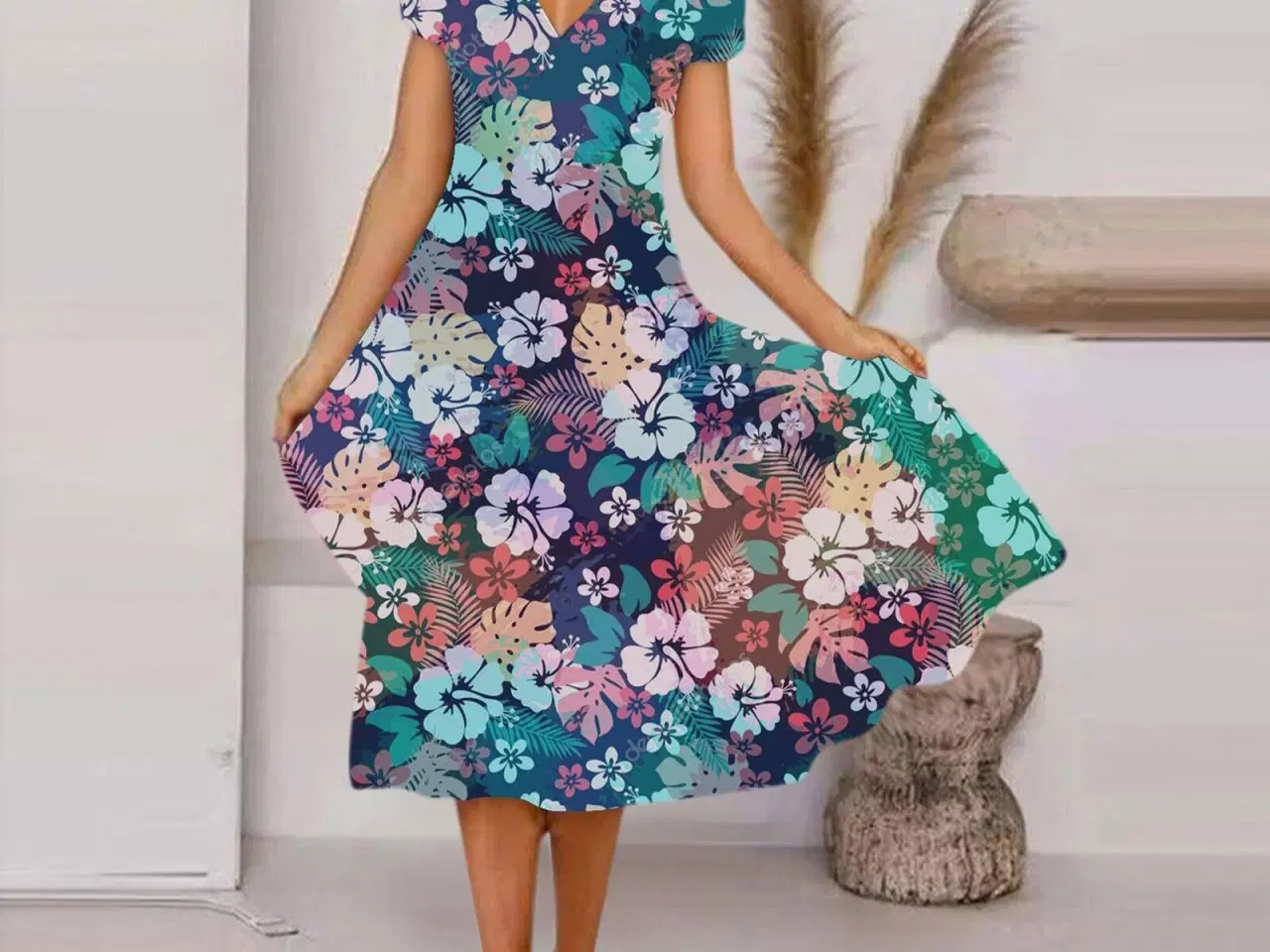 Billede 1 - sommer kjole med små ærmer/ størrelse: Large-2XL-