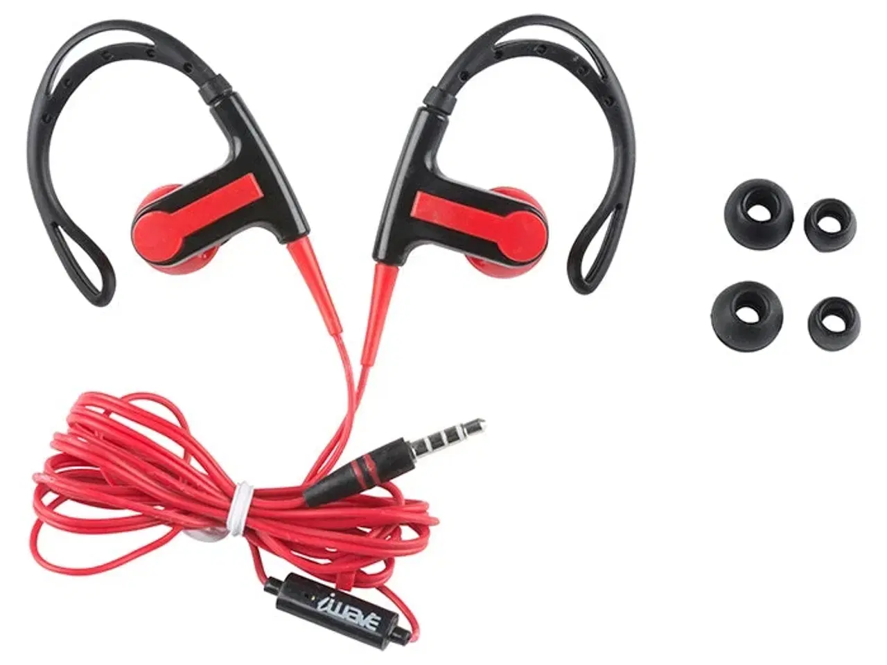 Billede 1 - Øretelefoner, grundig, stereo, med mikrofon, rød / sort