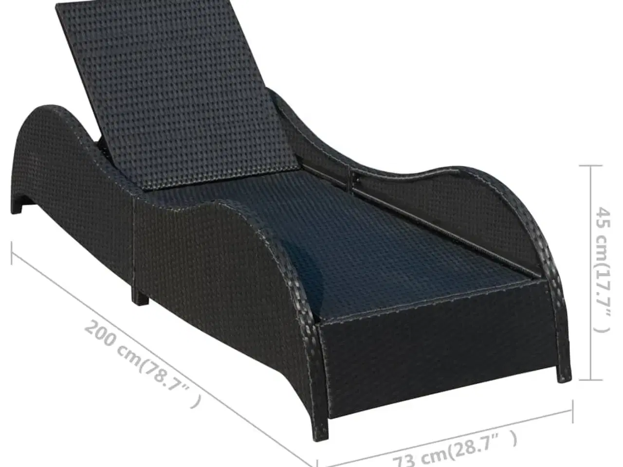 Billede 6 - Liggestol med hynde polyrattan sort