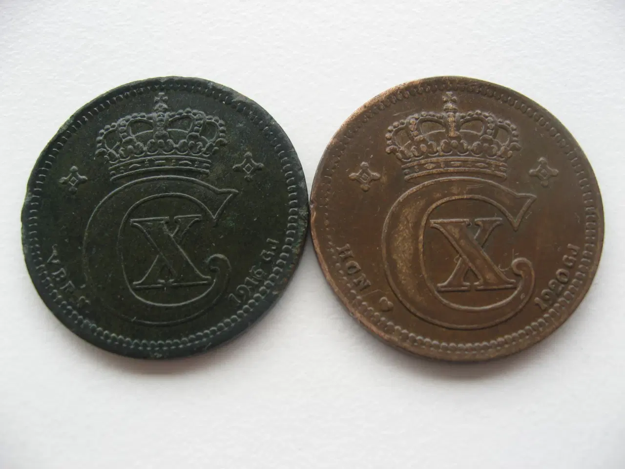Billede 1 - Flotte/Pæne bronze 5 ører 1916 & 1920 bedre årstal