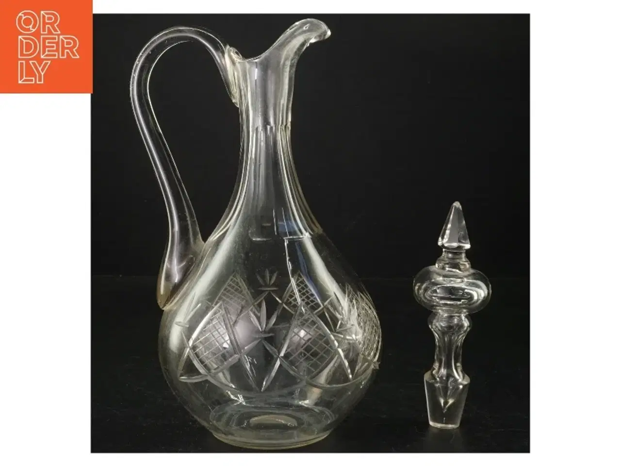 Billede 2 - Glas kande med prop (str. 24 cm. 13 cm i diameter)