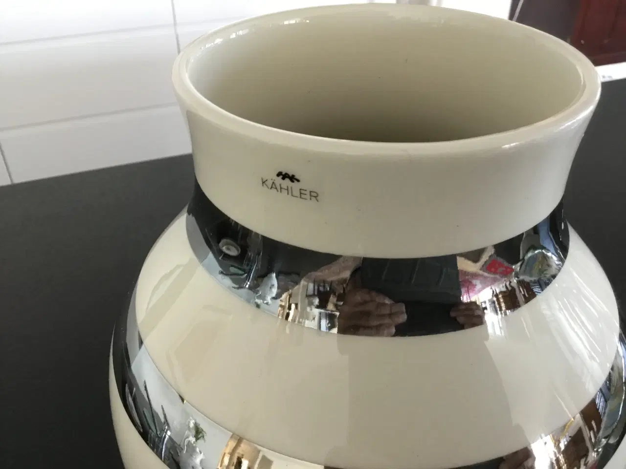 Billede 2 - Flot Kahler vase med sølvstriber