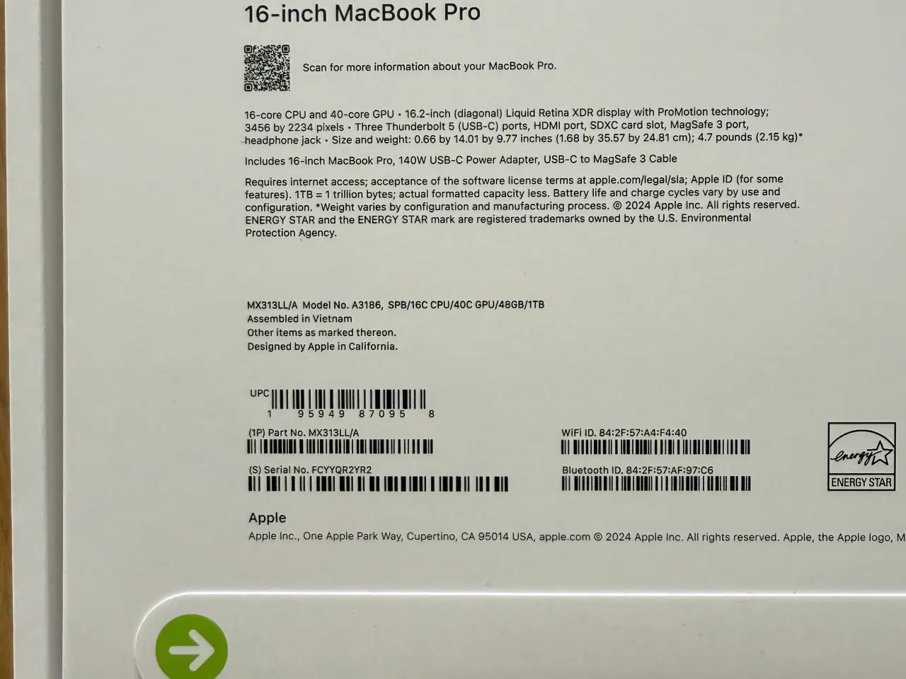 Billede 9 - Apple MacBook Pro 2024 16" M4 Max 16CPU, 40GPU, 48