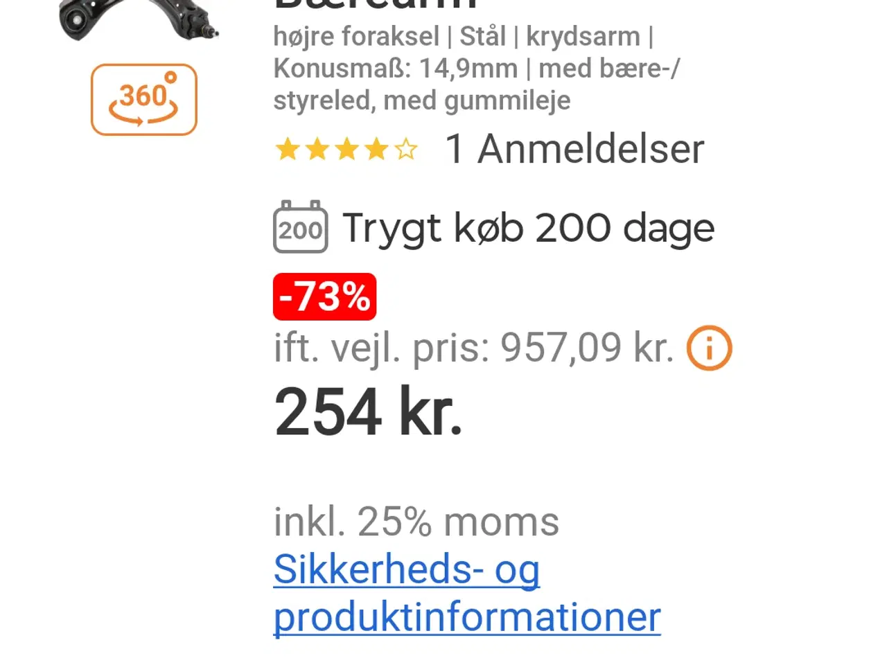 Billede 1 - Vw bærearme