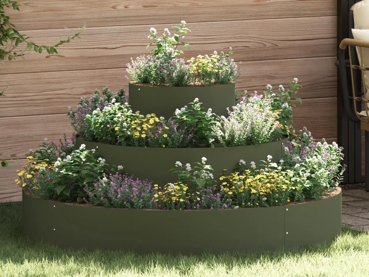 Billede 1 - Have Blomsterkrukke Olivengrøn 120 x 120 x 20 cm Stål