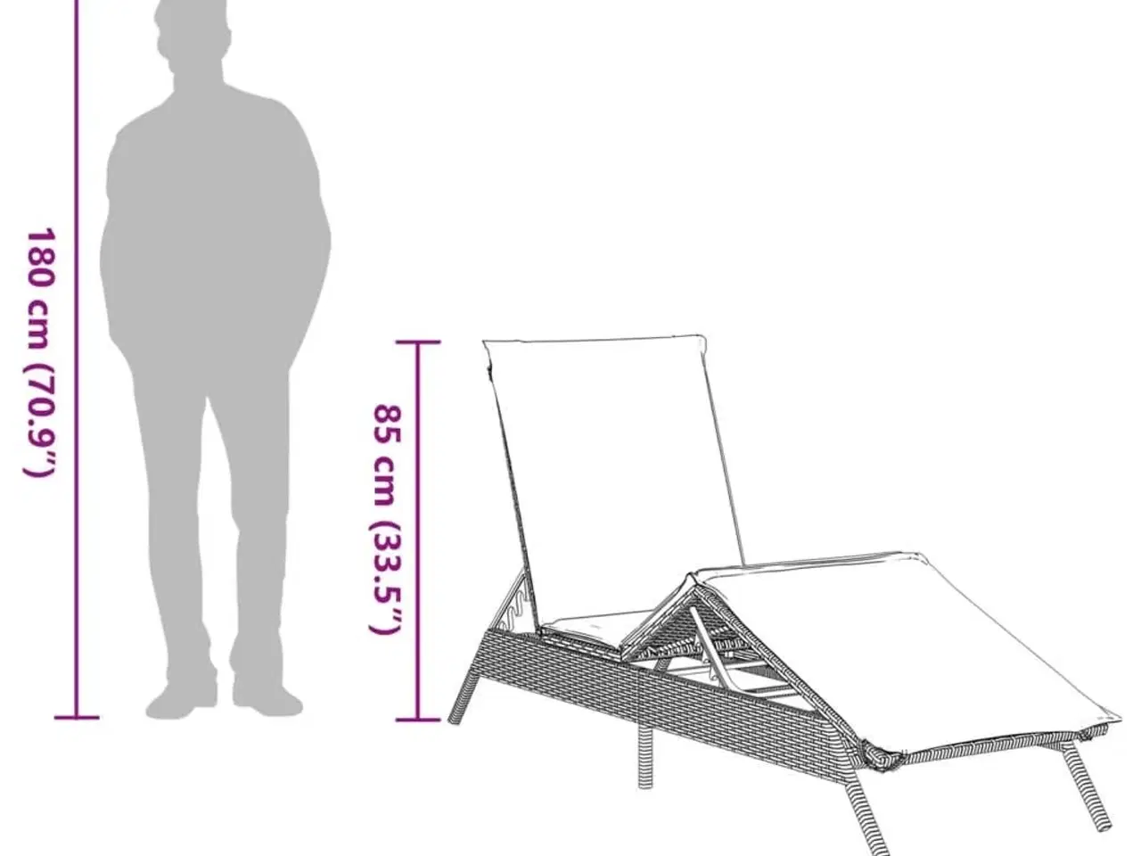 Billede 11 - Liggestol med hynde polyrattan beige