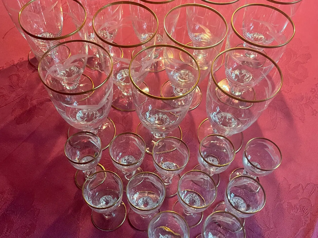 Billede 8 - 64 Lyngby  mågeglas 14 kt. guldkant / glasslibning