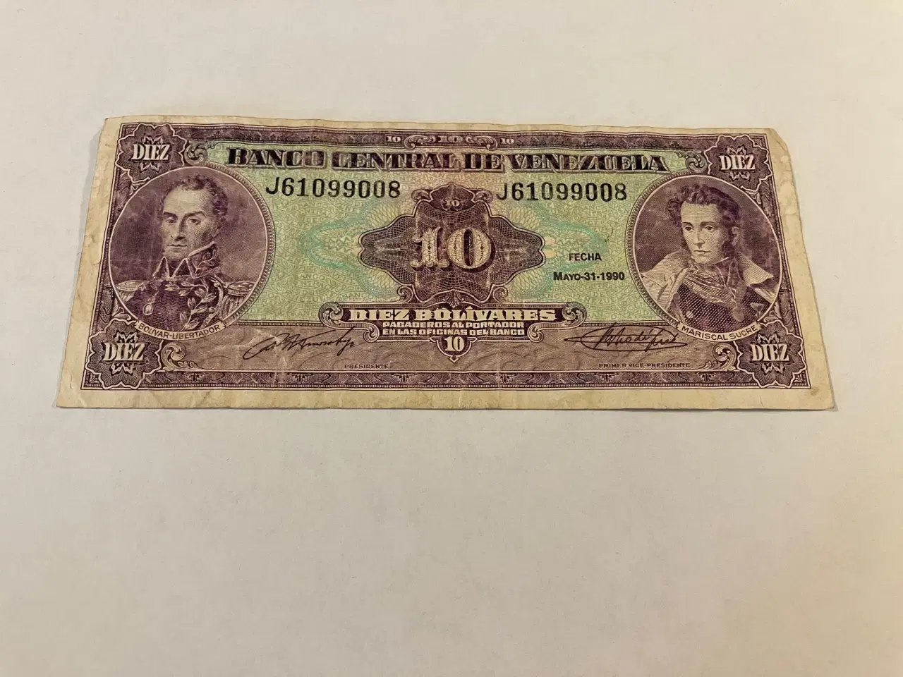 Billede 1 - 10 Bolivares 1990 Venezuela