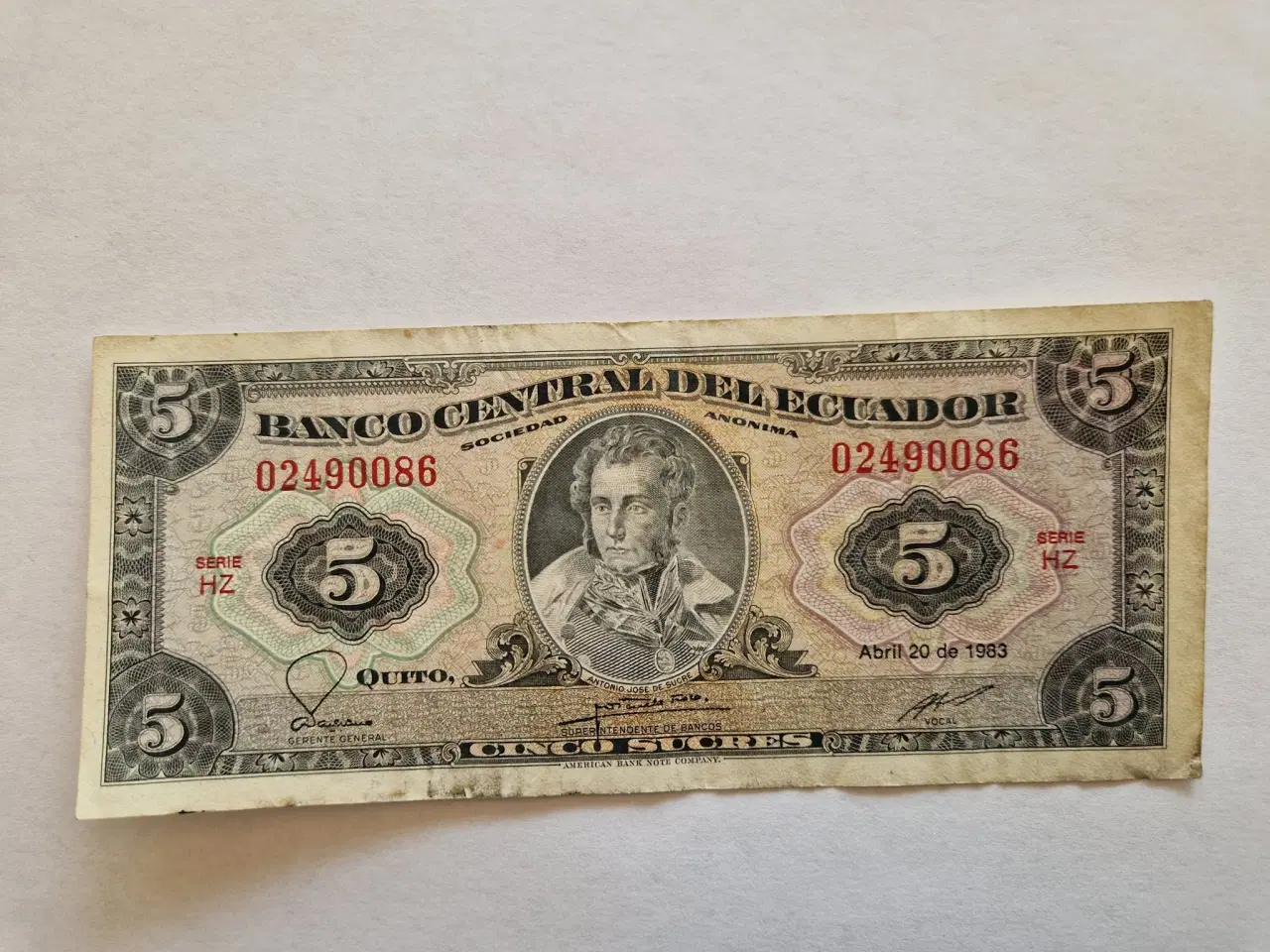 Billede 1 - 5 Sucres Ecuador