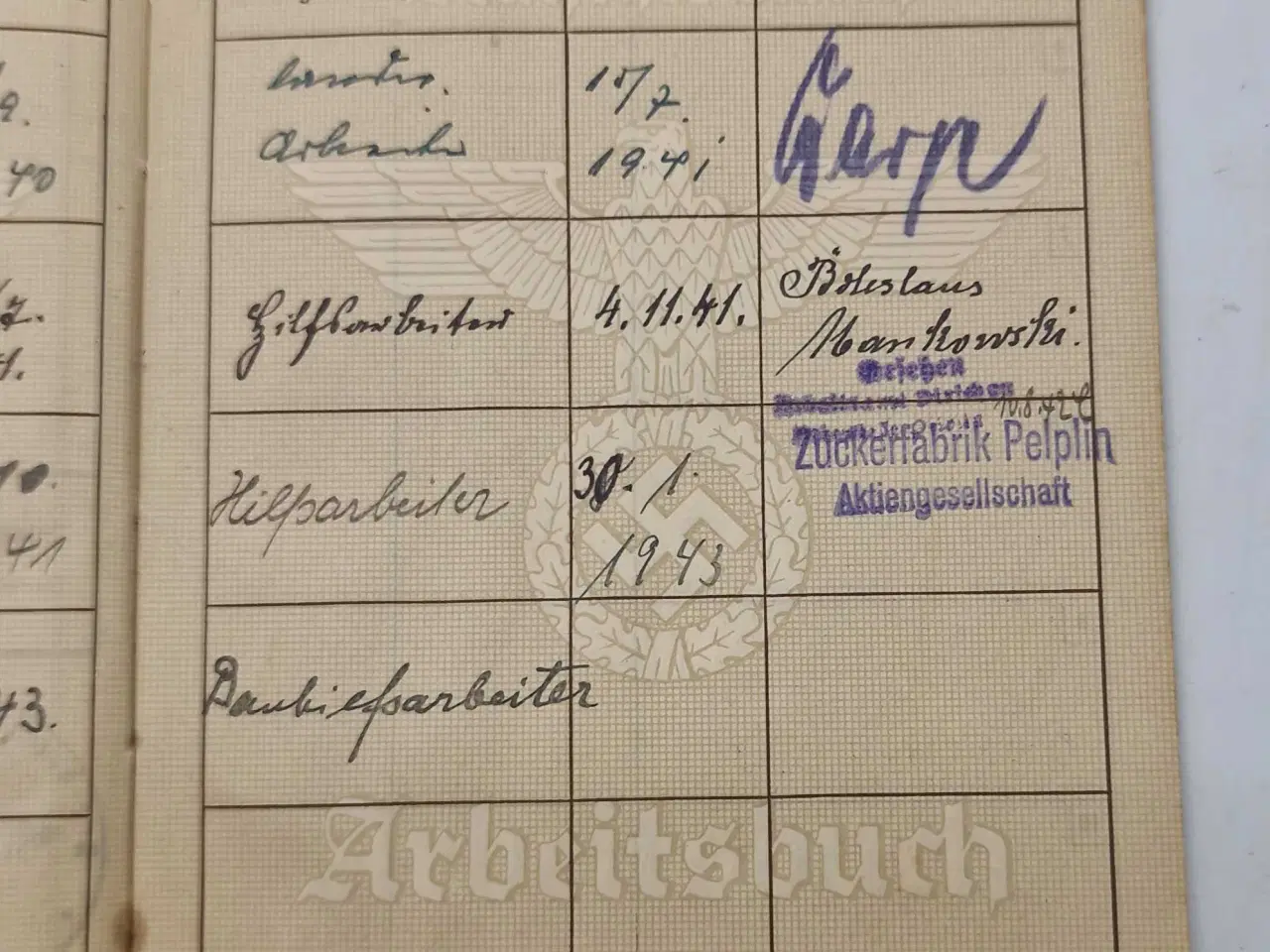 Billede 17 - WW2 - Lot, Arbeitsbuch + 5 dokumenter