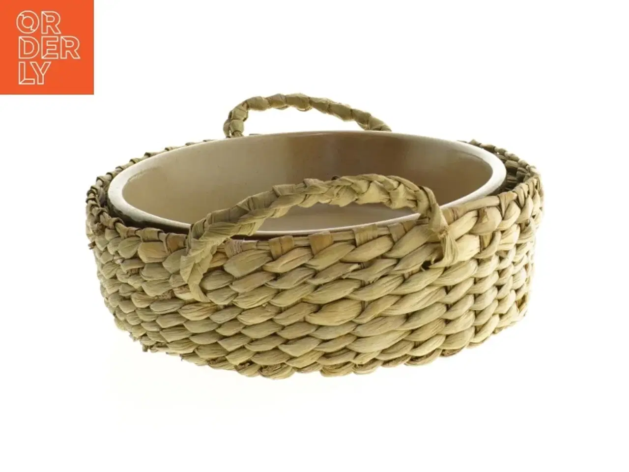 Billede 2 - Flettet kurv med keramisk indlæg (str. 30 cm)