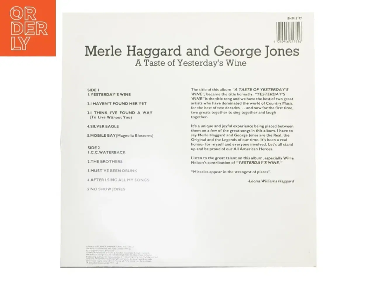 Billede 3 - LP - Merle Haggard and George Jones: A Taste of Yesterday's Wine fra Hallmark