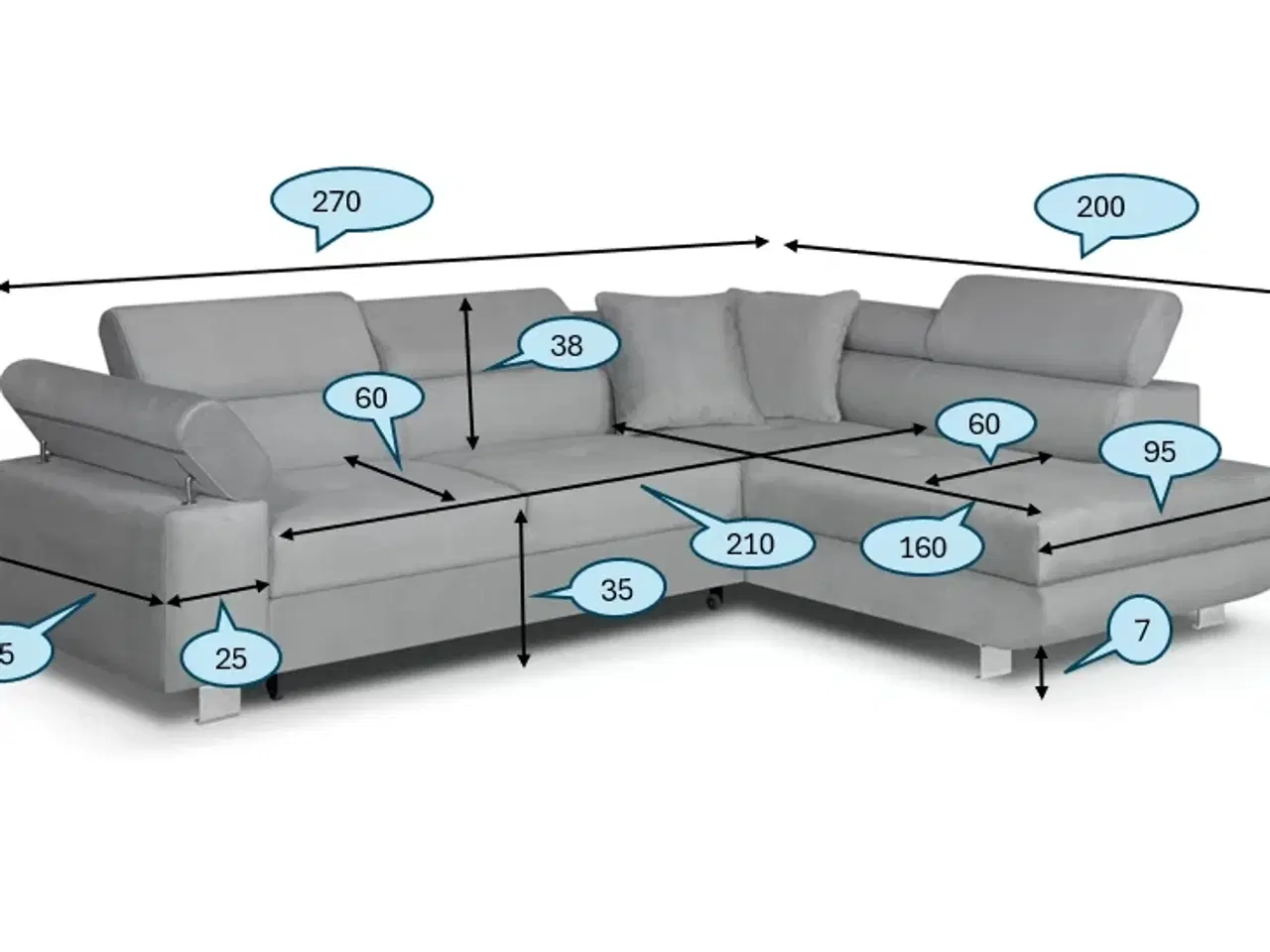 Billede 6 - CREMMO hjørnesofa med chaiselong og opbevaring
