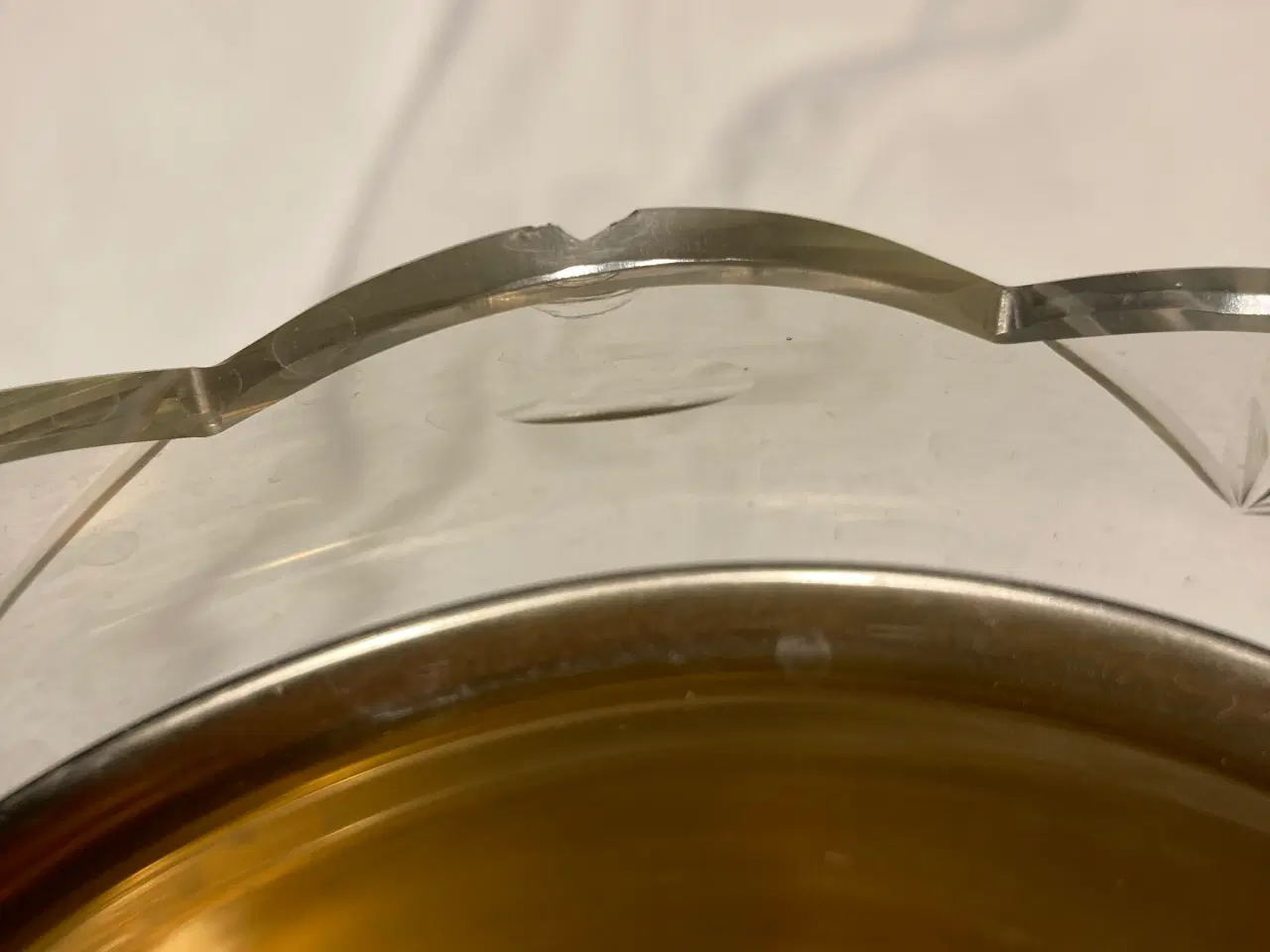 Billede 3 - Antik metalskål med glasindsats