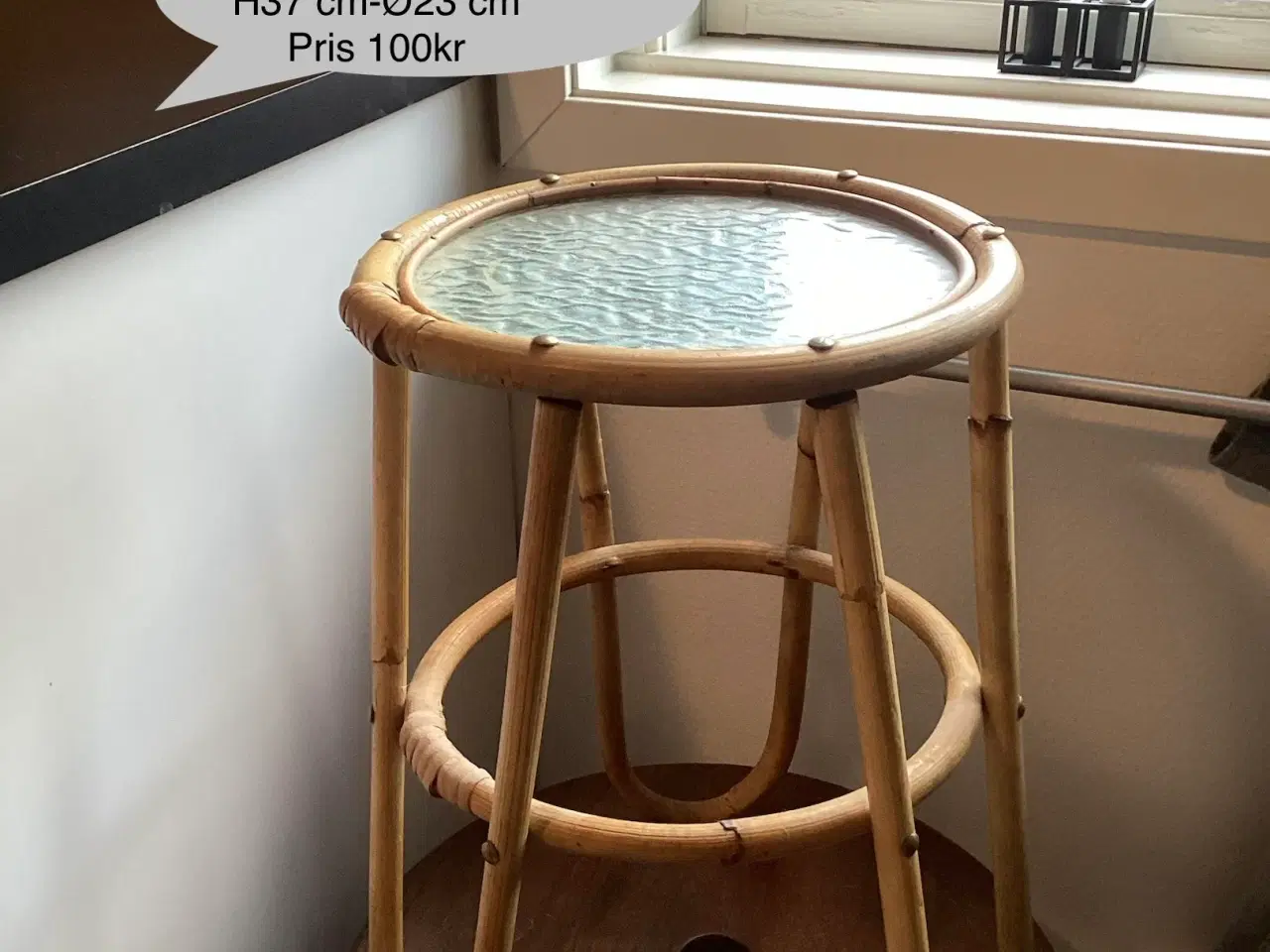 Billede 3 - Bambus blomsterbord med glasplade