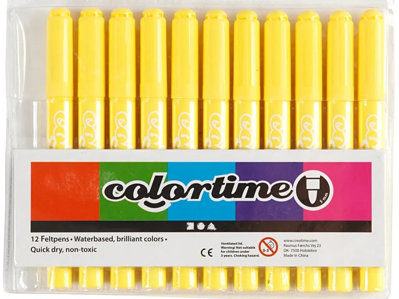 Billede 1 - Colortime Tusch Citrongul 5 mm - 12 stk. Pakke