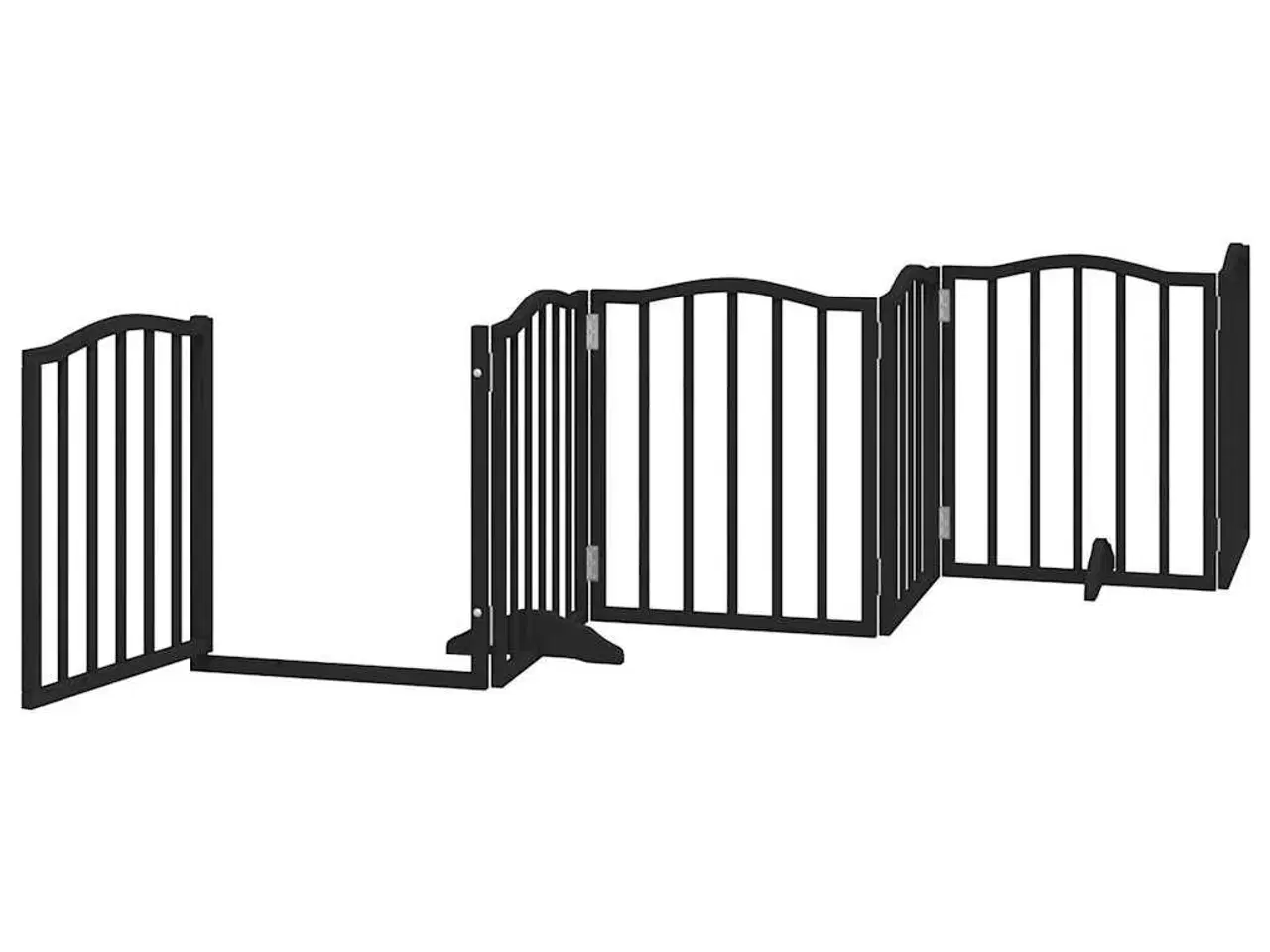 Billede 4 - Hundelåge med dør 6 paneler 300 cm foldbar poppeltræ sort