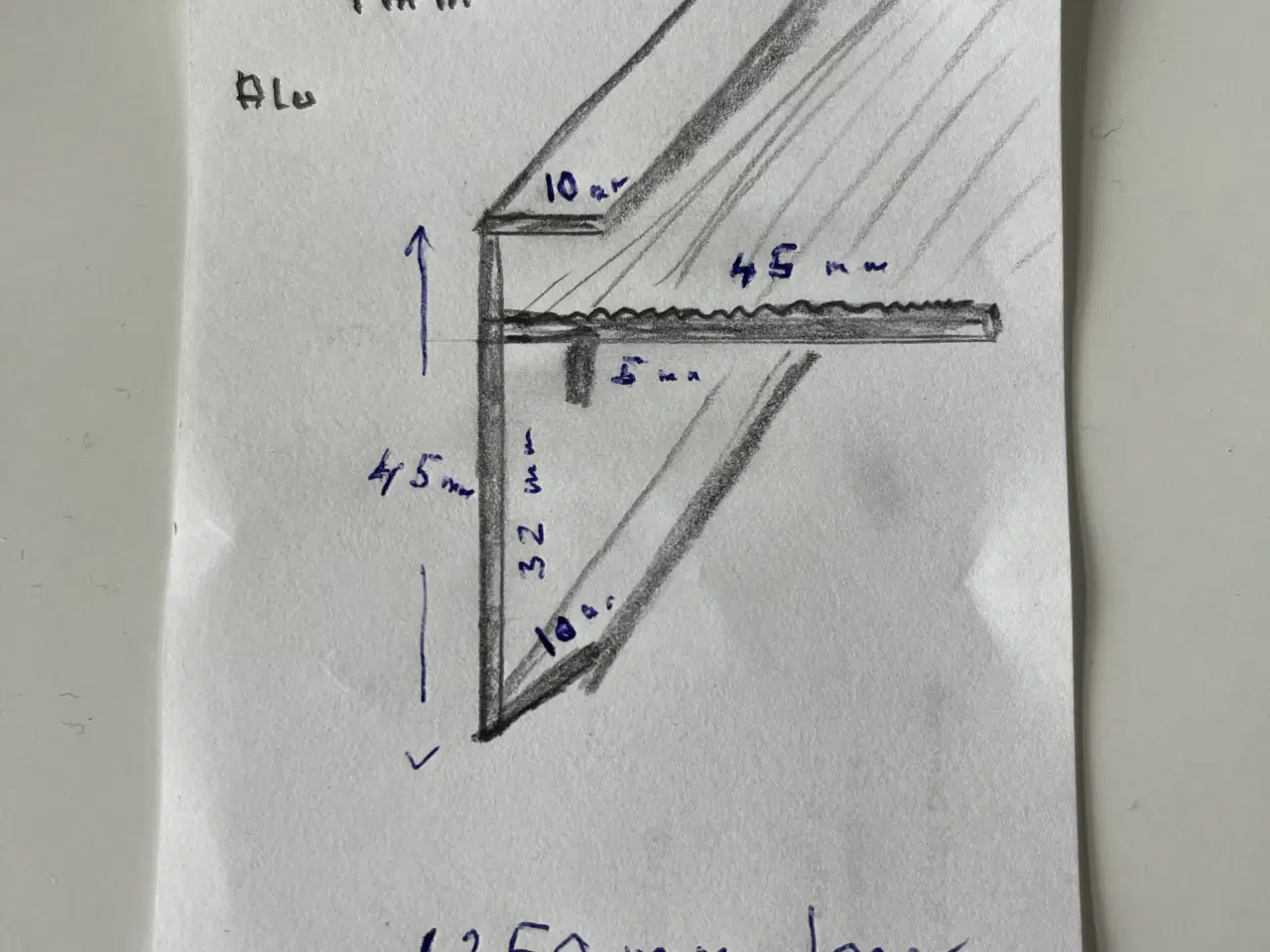 Billede 1 - Vindskede 45x45x1250 mm 1 mm alu 8 stk