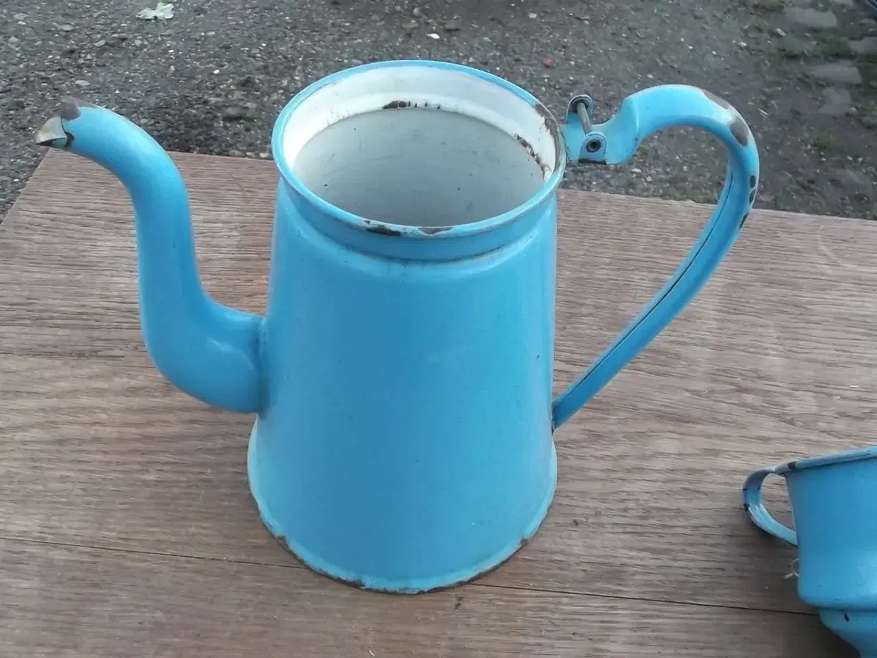 Billede 1 - kaffekande i blå emalje