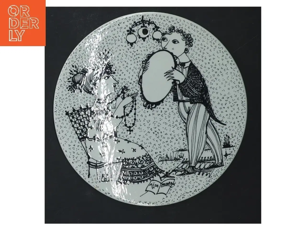 Billede 1 - Dekorativ keramikvægskive fra Bjørn Wiinblad (str. 15 cm)