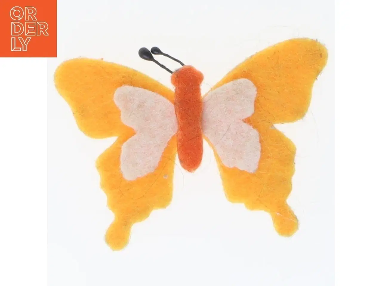 Billede 1 - Orange filt sommerfugl dekoration (str. 7x5 cm)
