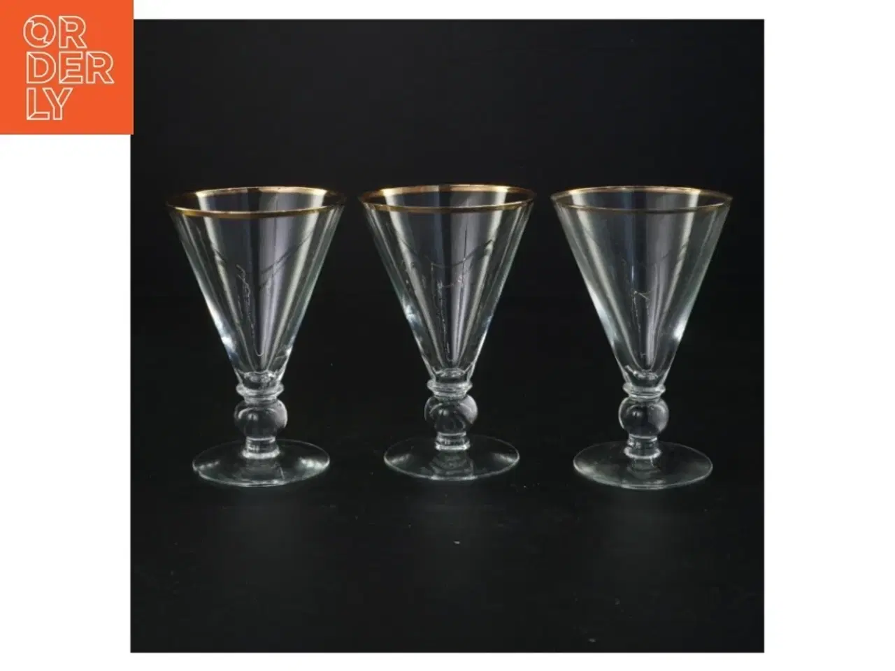 Billede 1 - Vintageglas med guldkant (str. 13 x 9 cm)